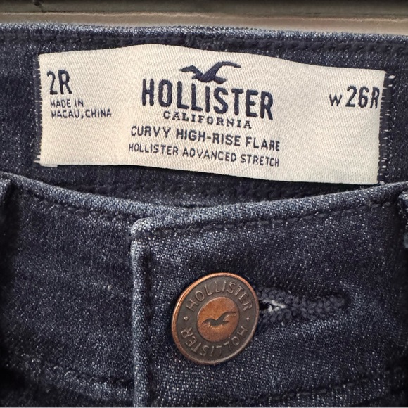 Hollister Curvy High Rise Flare Women’s Jeans Size 2R Dark Wash Advanced Stretch - Picture 4 of 12